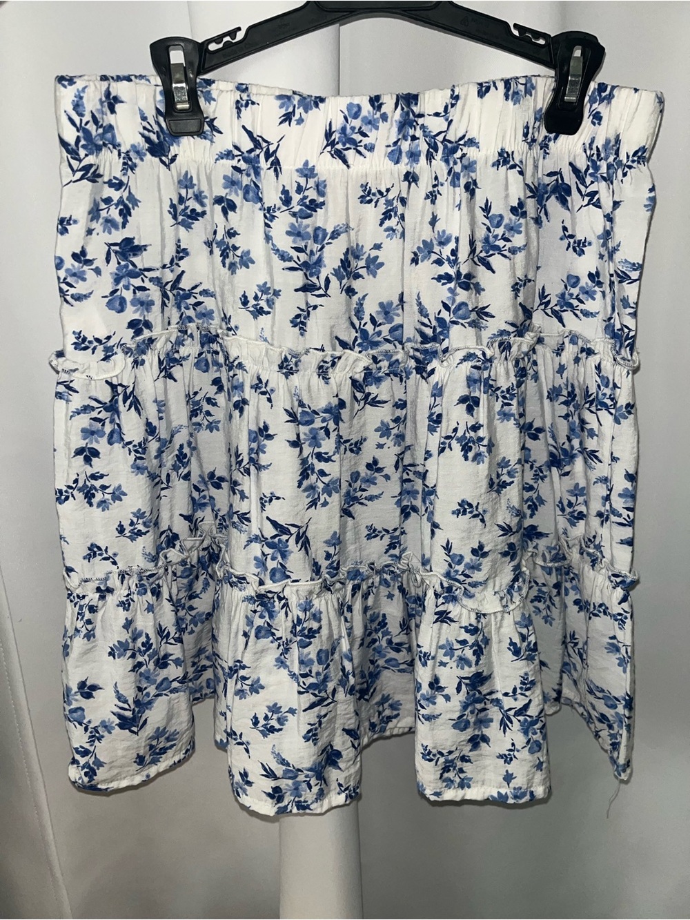 Women's Blue Floral Tiered Skirt